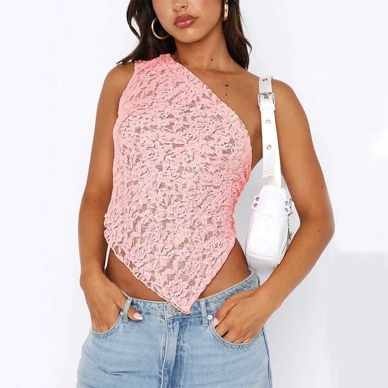 Asymmetrical Lace Vest