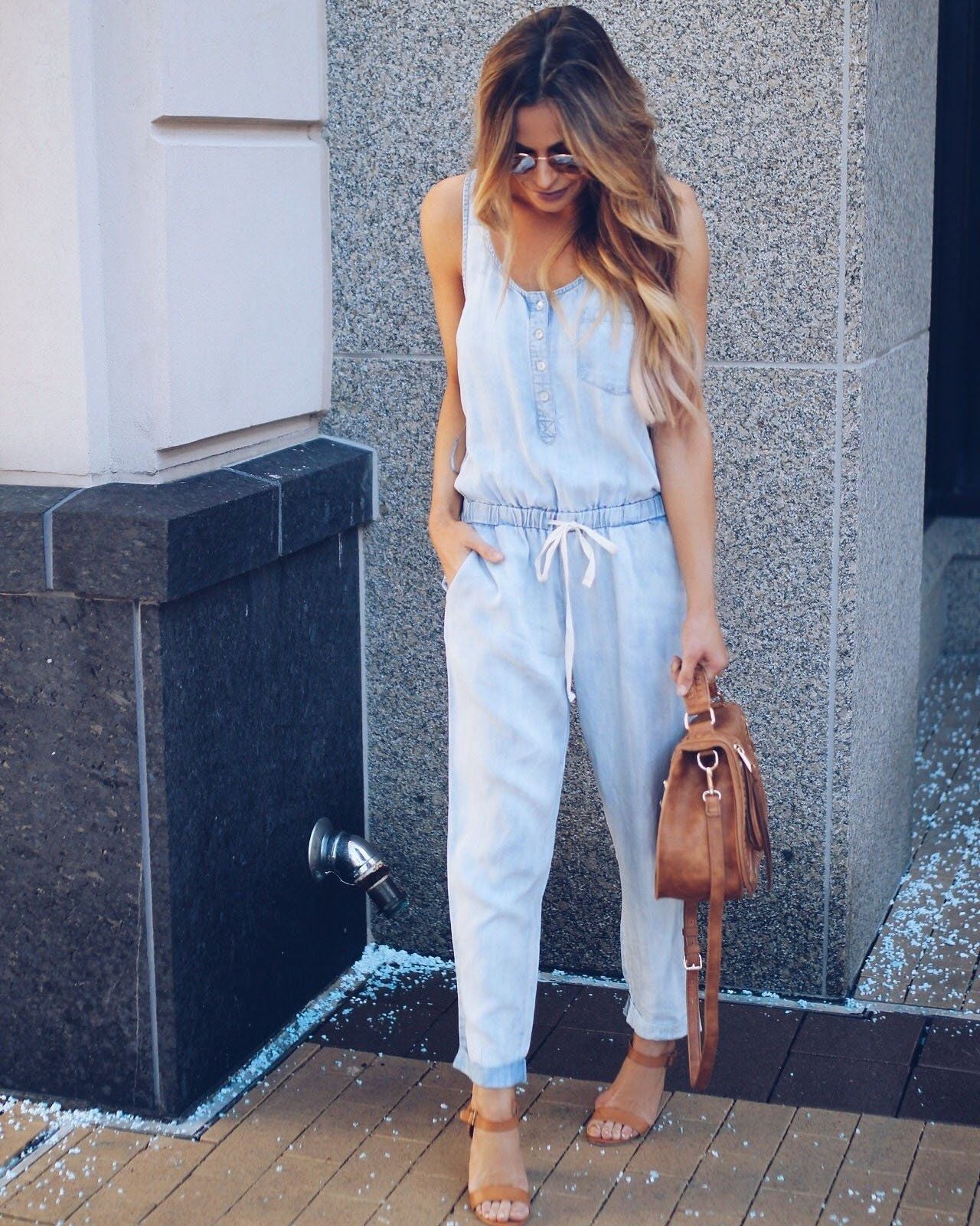 Casual Waist Vest Denim Jumpsuit