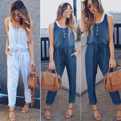 Denim Sleeveless Jumpsuit