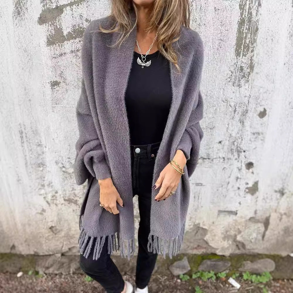 Batwing Tassel Knit Cardigan