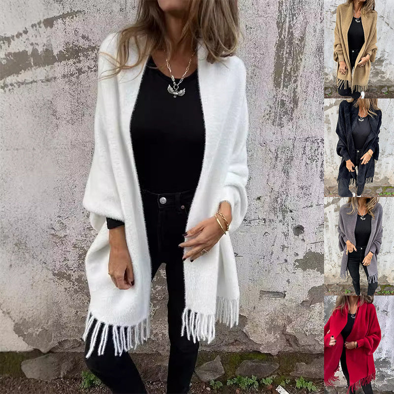 Batwing Tassel Knit Cardigan