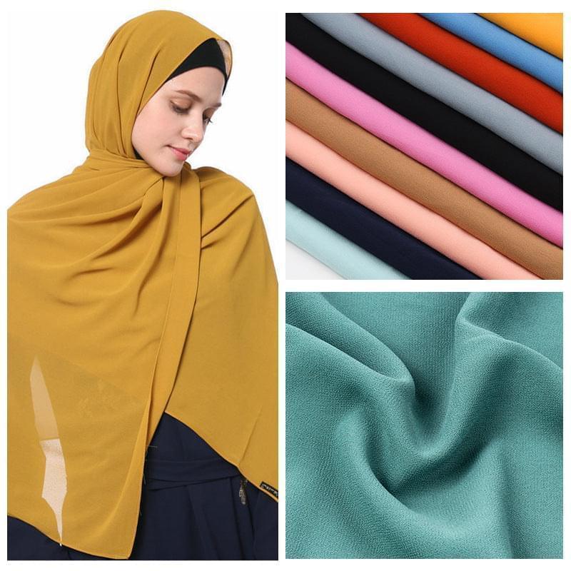 70x180cmMonochrome Pearl Chiffon Hijab Scarf - Fabric of Cultures