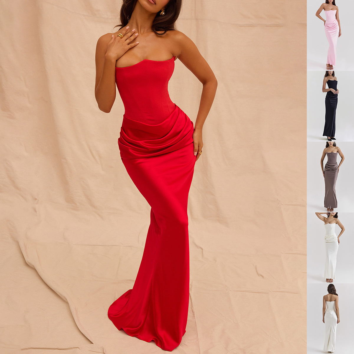 Slim Backless Tube Party Evening Dress