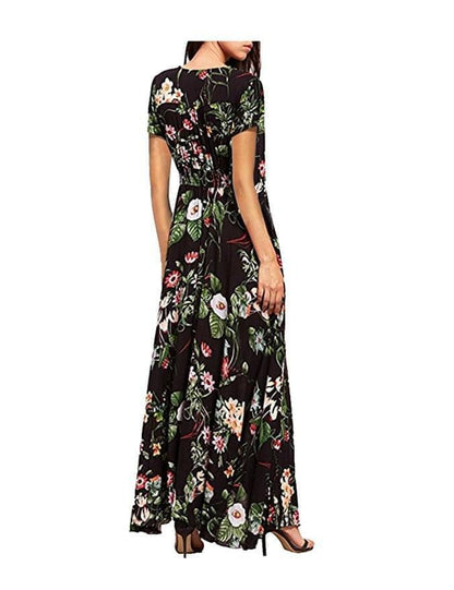 Button Floral Beach Bohemian Maxi Dresses - Fabric of Cultures