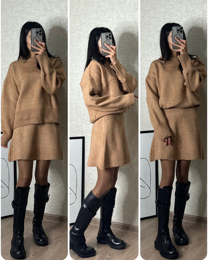 Knit Sweater Skirt Set – 2-Piece Elegant Outfit