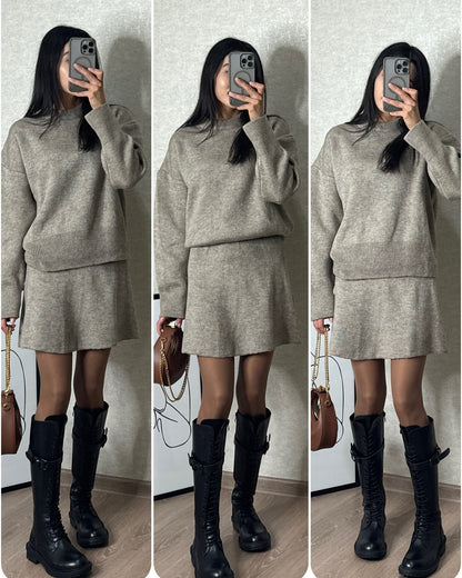 Knit Sweater Skirt Set – 2-Piece Elegant Outfit