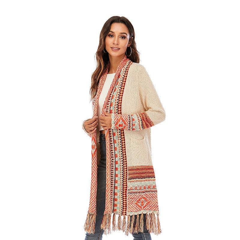 Ethnic Style Tassel Sweaters Coat - Fabric of Cultures