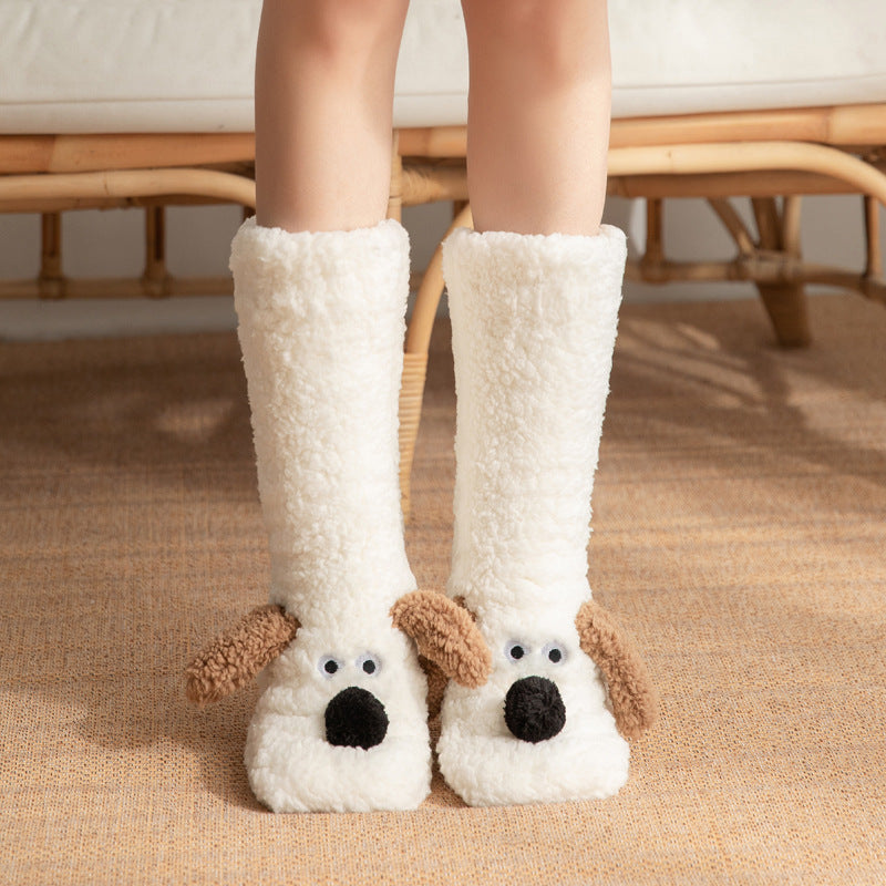 Cartoon Dog Plush Winter Socks For Women