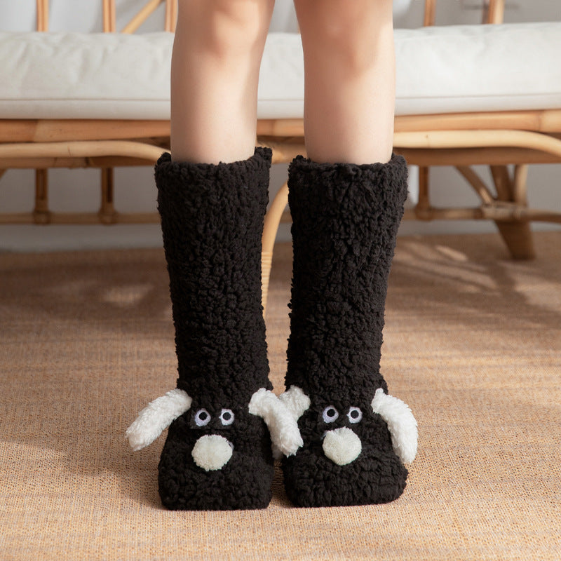 Cartoon Dog Plush Winter Socks For Women