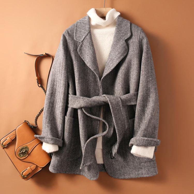 Loose Double-sided Woolen Coat - Fabric of Cultures