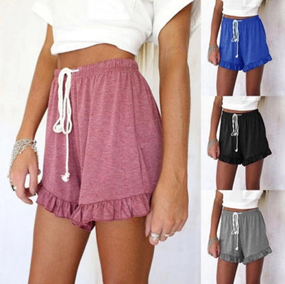 Drawstring ruffled shorts - Fabric of Cultures