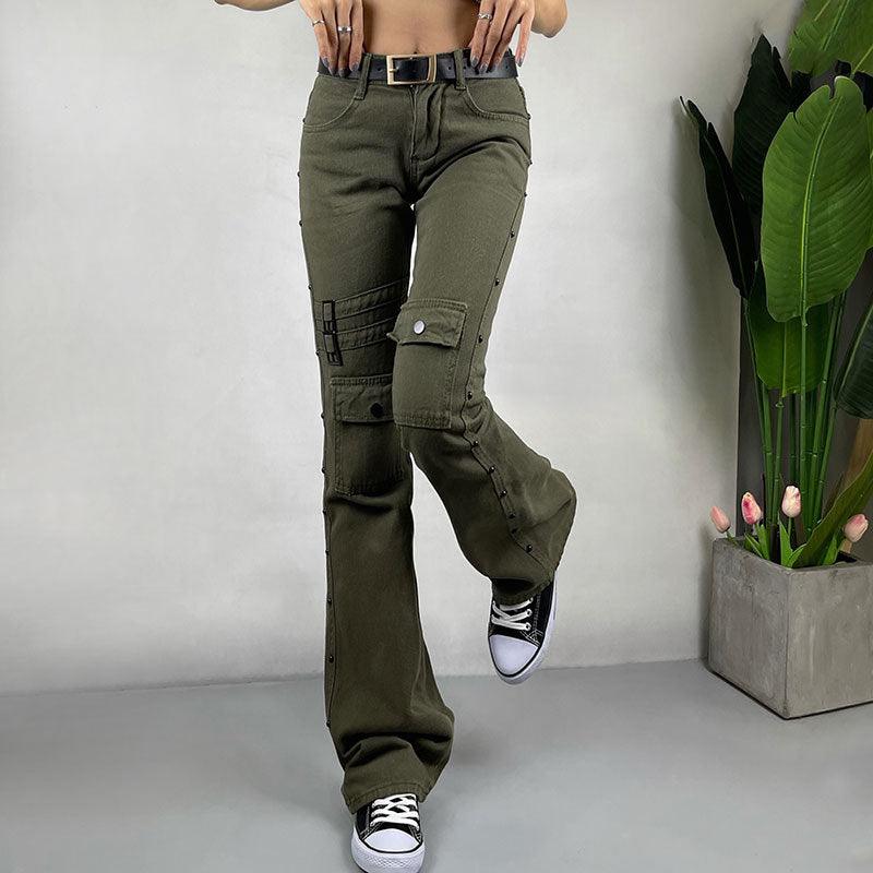 High Street Fried Street Straight Pants Cargo Pants Jeans - Fabric of Cultures