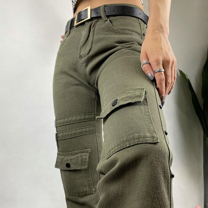 High Street Fried Street Straight Pants Cargo Pants Jeans - Fabric of Cultures