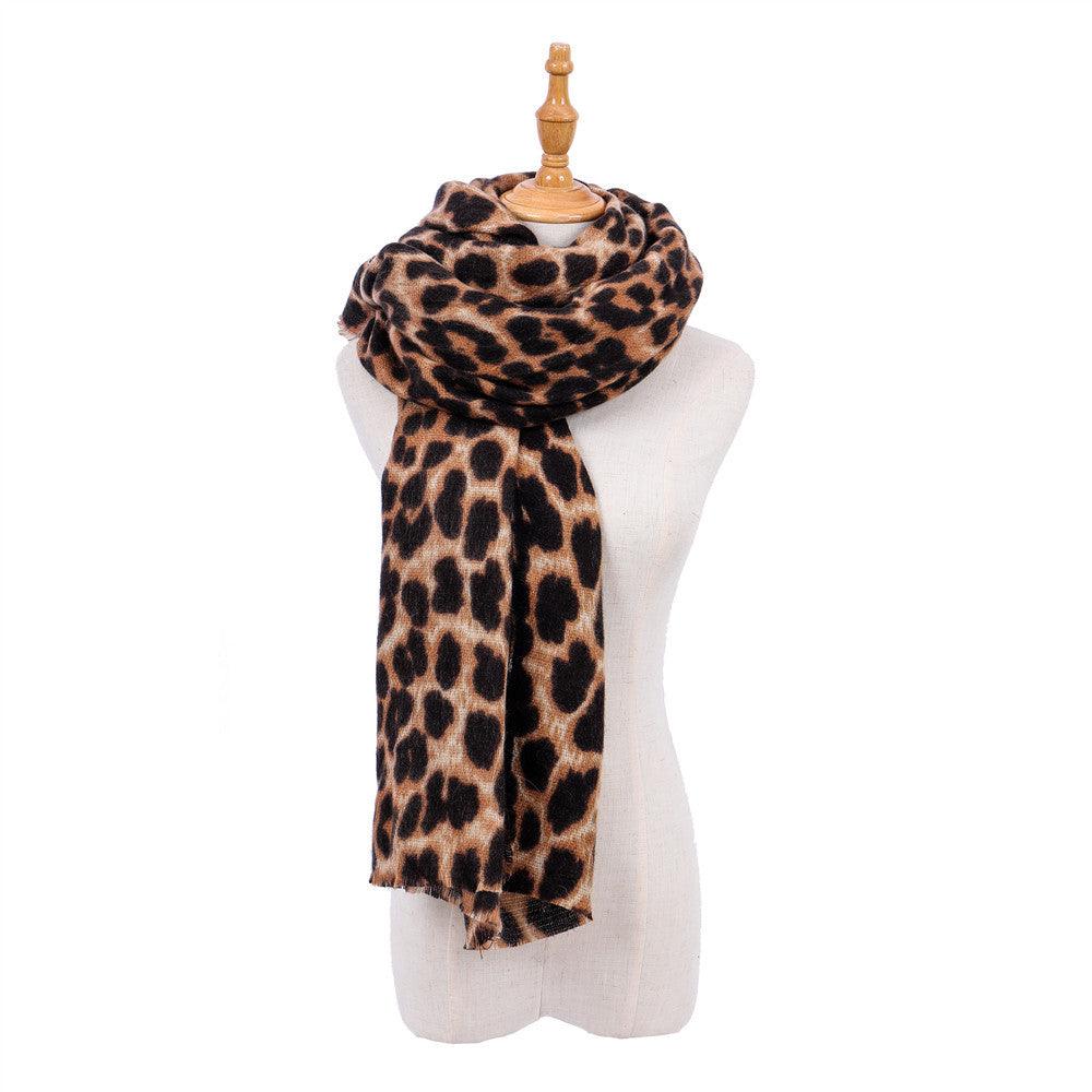 Leopard-print cashmere women's scarf shawl - Fabric of Cultures