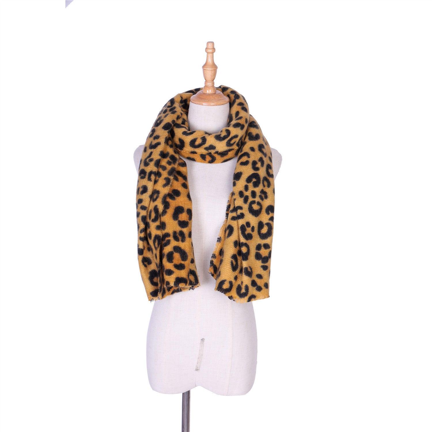 Leopard-print cashmere women's scarf shawl - Fabric of Cultures