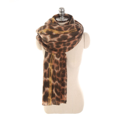 Leopard-print cashmere women's scarf shawl - Fabric of Cultures