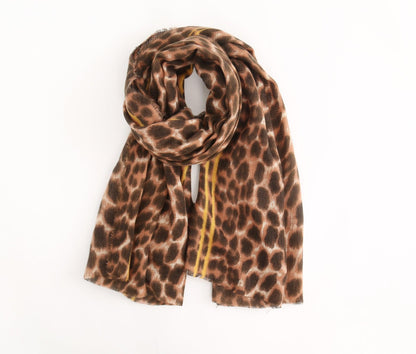 Leopard-print cashmere women's scarf shawl - Fabric of Cultures