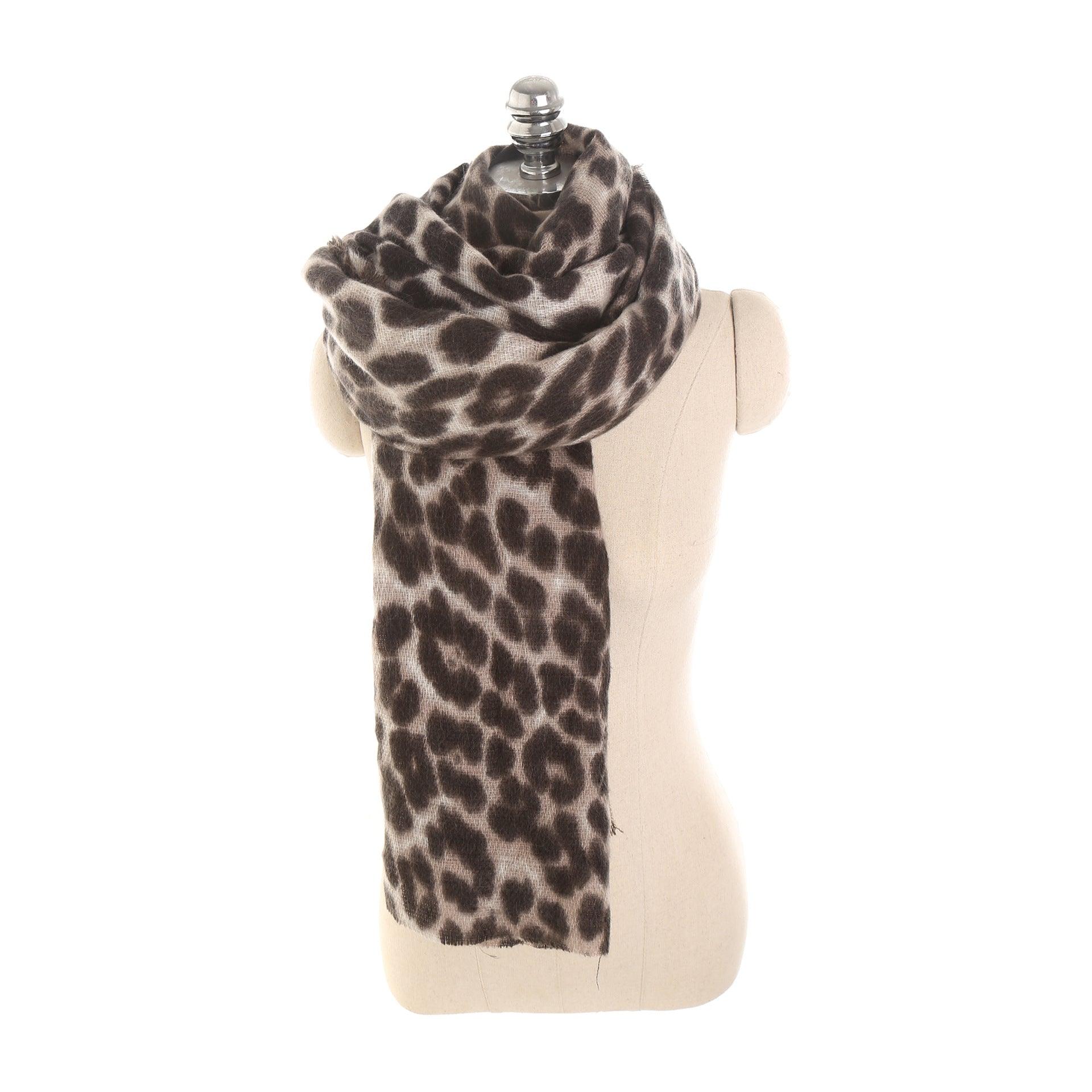 Leopard-print cashmere women's scarf shawl - Fabric of Cultures