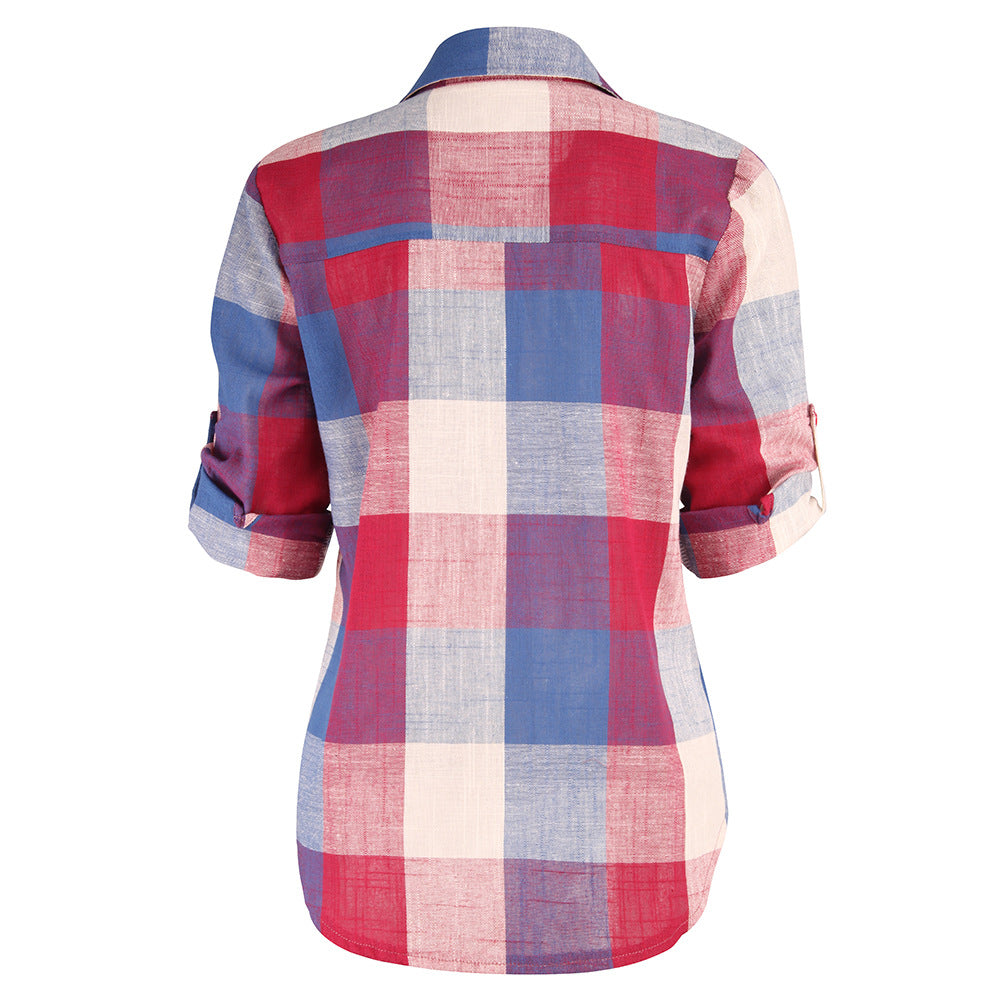 Long-sleeved checked blouse - Fabric of Cultures