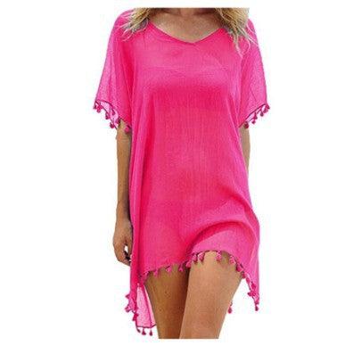 Loose Chiffon Dress Summer Beach Tunic Cover-Up Shirt - Fabric of Cultures