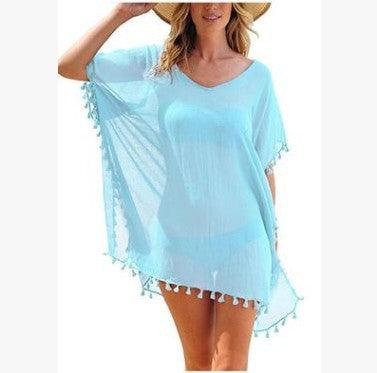 Loose Chiffon Dress Summer Beach Tunic Cover-Up Shirt - Fabric of Cultures