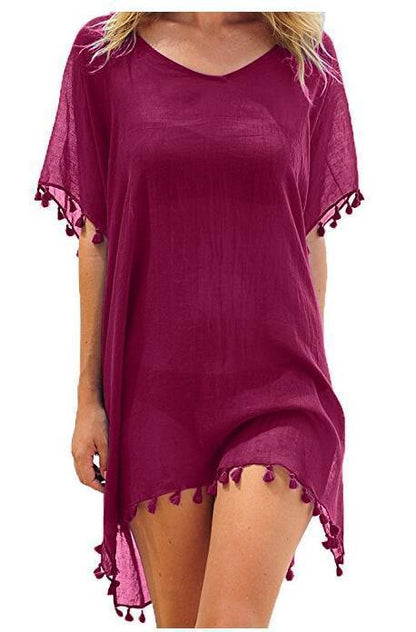 Loose Chiffon Dress Summer Beach Tunic Cover-Up Shirt - Fabric of Cultures