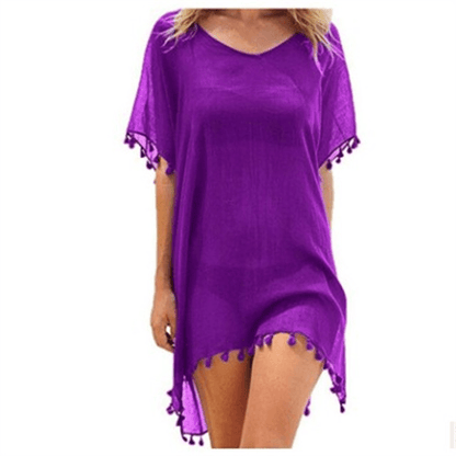 Loose Chiffon Dress Summer Beach Tunic Cover-Up Shirt - Fabric of Cultures