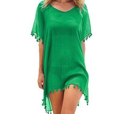 Loose Chiffon Dress Summer Beach Tunic Cover-Up Shirt - Fabric of Cultures