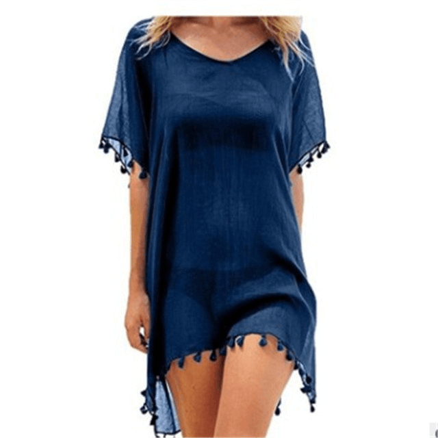 Loose Chiffon Dress Summer Beach Tunic Cover-Up Shirt - Fabric of Cultures