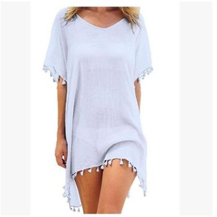 Loose Chiffon Dress Summer Beach Tunic Cover-Up Shirt - Fabric of Cultures