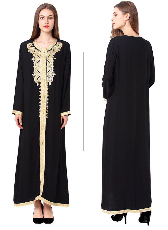 Muslim Embroidered Lace Dress djelaba - Fabric of Cultures