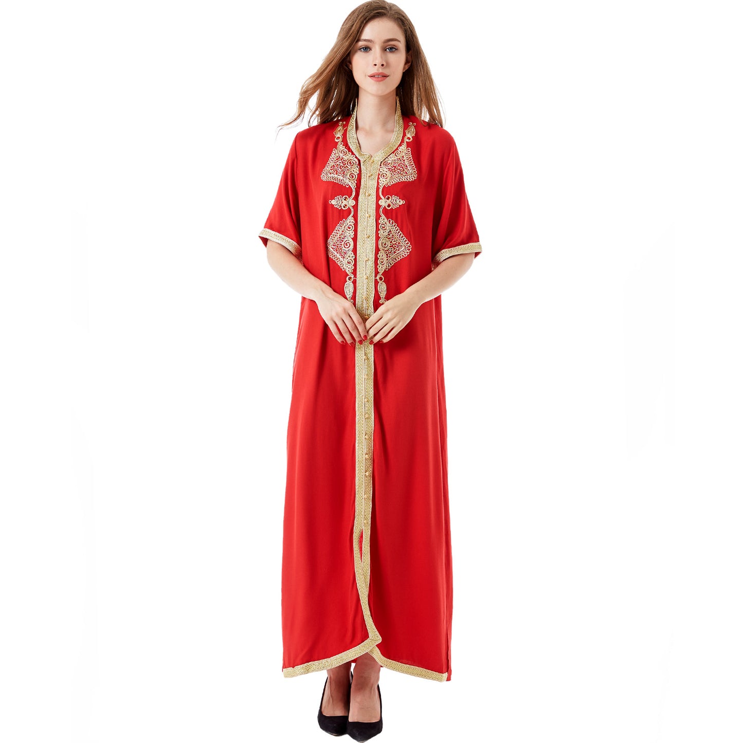 Muslim Embroidered Lace Dress djelaba - Fabric of Cultures