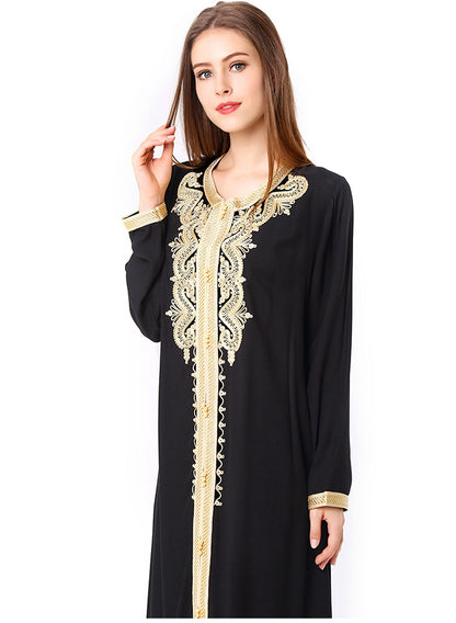 Muslim Embroidered Lace Dress djelaba - Fabric of Cultures