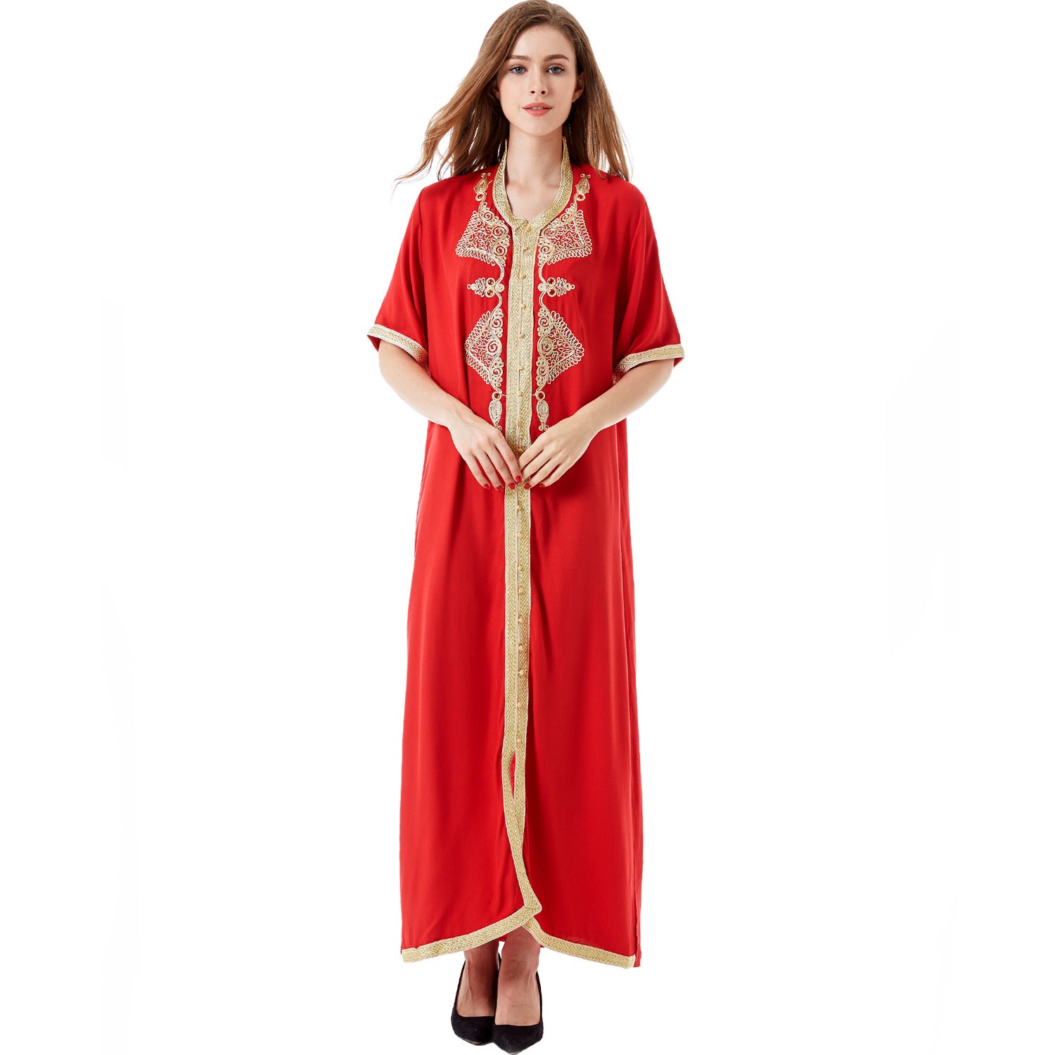 Muslim Embroidered Lace Dress djelaba - Fabric of Cultures