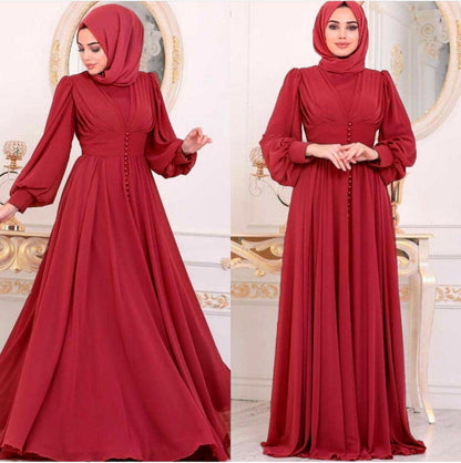 Muslim Women's Clothing Long Sleeve Chiffon Dress - Fabric of Cultures