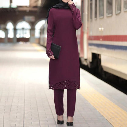 Muslim women's suit abaya two-piece suit - Fabric of Cultures