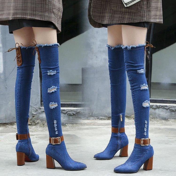 Stiletto pointed over-the-knee boots - Fabric of Cultures