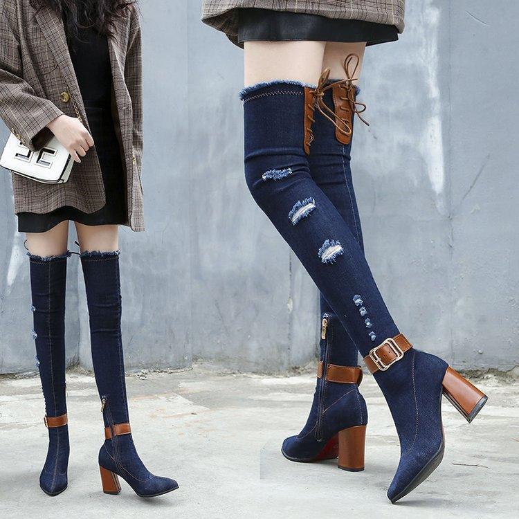 Stiletto pointed over-the-knee boots - Fabric of Cultures