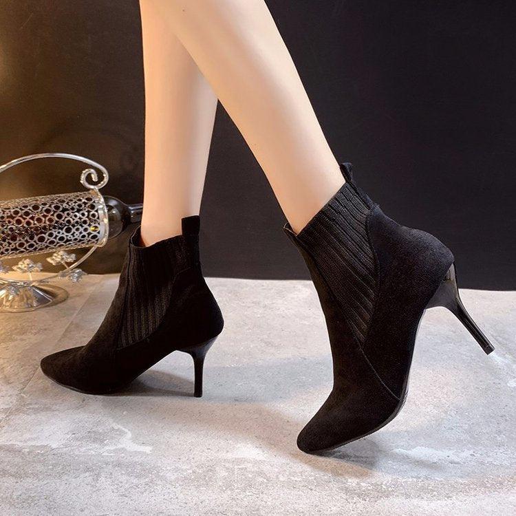 Stiletto Pointed Short Boots - Fabric of Cultures