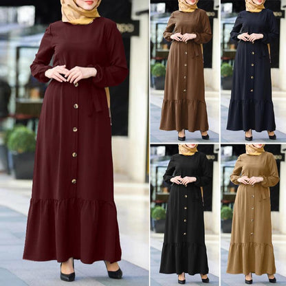 Women's Pullover Round Neck Muslim Dress - Fabric of Cultures