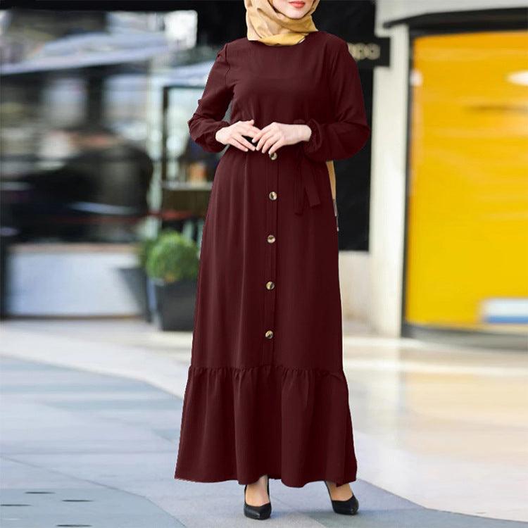 Women's Pullover Round Neck Muslim Dress - Fabric of Cultures